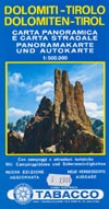 Panoramakarte und Autokarte Dolomiten-Tirol (Tobacco 1998), M 1:500.000