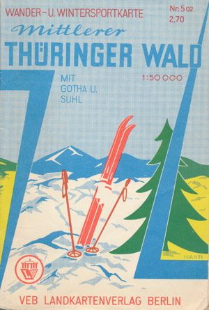 DDR Wander- und Wintersportkarte Mittlerer Th&uuml;ringer Wald mit Gotha u. Suhl, M 1:50.000 (ca. 1965)