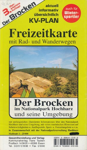 Freizeitkarte der Brocken im Nationalpark Harz (KV-Plan)