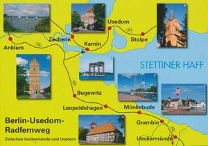 Postkarte Berlin-Usedom-Radfernweg zwischen Ueckerm&uuml;nde und Usedom