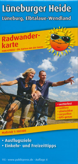 Radwanderkarte L&uuml;neburger Heide, L&uuml;neburg, Elbtalaue-Wendland M 1:100.000, Publicpress