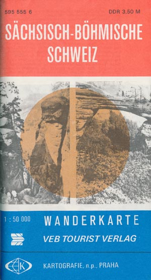 DDR-Wanderkarte S&auml;chsisch-B&ouml;hmische Schweiz 1982, Ma&szlig;stab 1:50.000